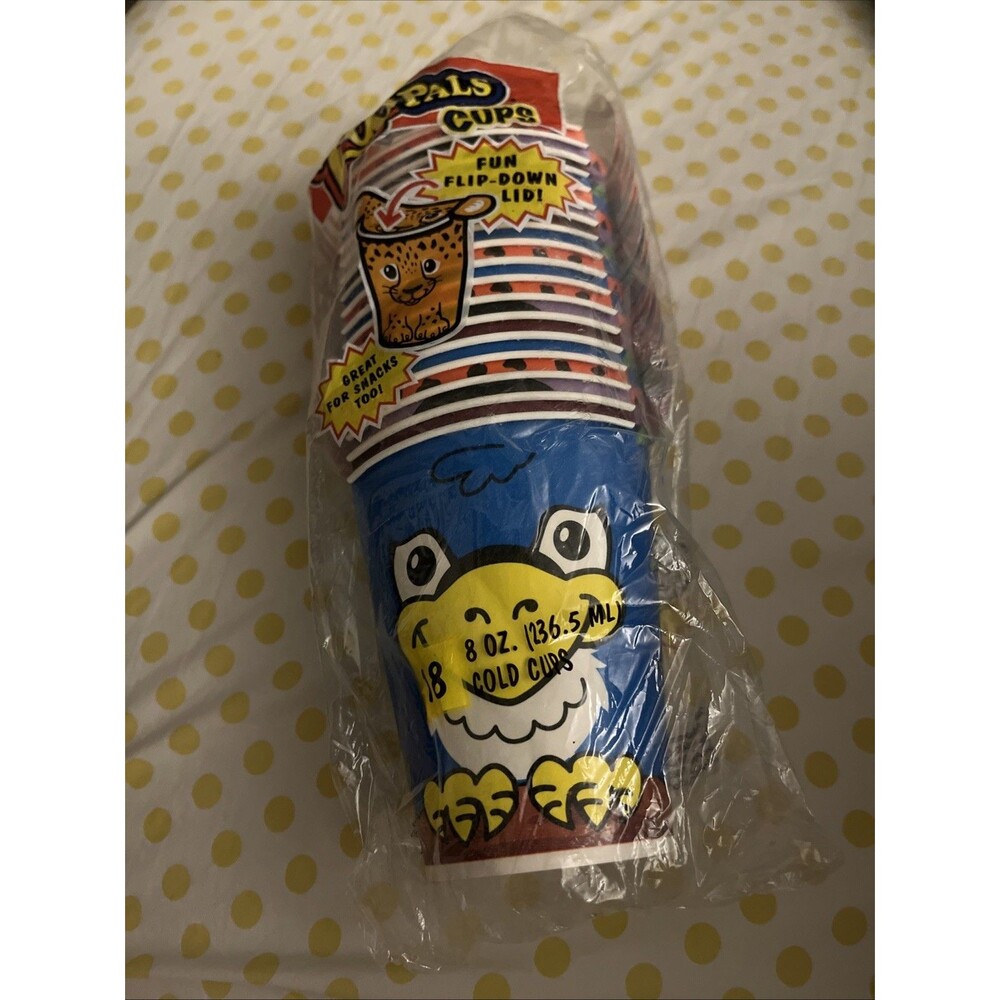 2005 Hefty Zoo Pals Cups Unopened 8 Ounce NOS 18 Piece Package Animals Cold Lids